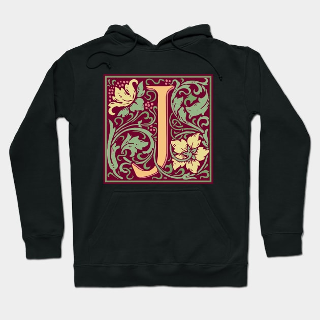 William Morris Vintage Letter J Hoodie by MatchbookGraphics